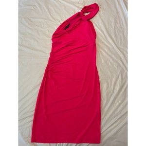 Victoria's Secret One Strap Off Shoulder Dress Ruched Detail Pink Size M